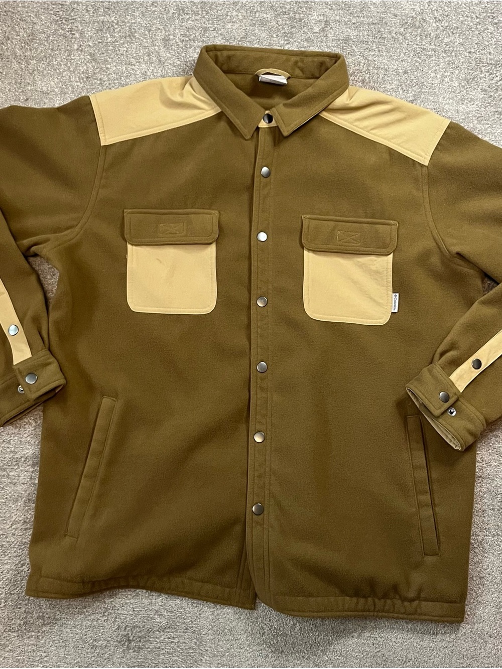 Columbia Brown and Beige Contrast Snap-Front Shirt Jacket hiking outdoor